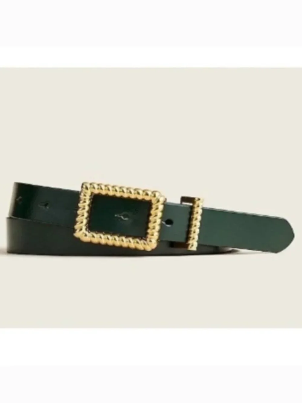 J. Crew Green Genuine Italian Leather Belt with Gold Buckle Size S - Picture 2 of 8